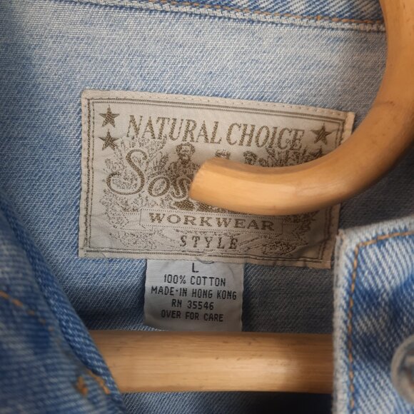 VTG Sostanza Jacket Mens Large Blue Denim Workwear Button Pockets Cotton Rancher - Picture 5 of 7